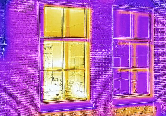 heat map of fineo vacuum glazing performance compared to single glazing
