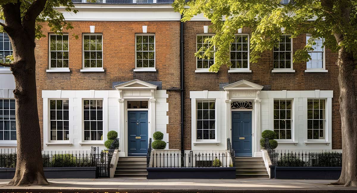 Sash windows street in London